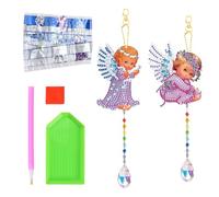 Wisebom Diamond Painting Porte Clé 2Pcs 5D Diamant Peinture Porte-clés Diamant Painting Enfant Pendentifs Fenêtre Décor Strass Porte-clés Pendentif Broderie Clé Diamond pour Décoration