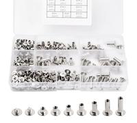 Wisebom Kit Reliure Vis Chicago, Rivets Acier Inoxydable Ceinture Portefeuille, Assortiment Cuir DIY Artisanat M4 M5, Argenté