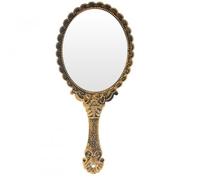 Wisebom Miroir à main vintage, miroir antique, miroir de maquillage, miroir magique, miroir de voyage, miroir à main avec poignée pour femmes, filles, salon, voyage (bronze)