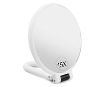Wisebom Miroir Grossissant, Miroir de Maquillage Grossissant 1X/15X Double Face Miroir de Poche Miroir Pliable, Miroir Compact Portable Miroir à Main pour Les Voyages, la Maison (Blanc)