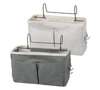 Wisebom Poche de Lit en Toile Sac de Rangement de Lit Suspendu, 2Pcs Organisateur Étagère Lit avec Crochet, Panier de Lit Chevet Pochettes de Lit Suspendues pour École Dortoir Maison
