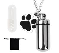 Wisebom Porte-Clés Urne Funéraire pour Animaux de Compagnie, Collier Crémation pour Cendres de Chien en Acier Inoxy, Bijoux Souvenir pour Cendres de Chat Poils d'animaux (Collier)