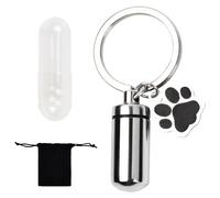 Wisebom Porte-Clés Urne Funéraire pour Animaux de Compagnie, Collier Crémation pour Cendres de Chien en Acier Inoxy, Bijoux Souvenir pour Cendres de Chat Poils d'animaux (Porte-Clés)