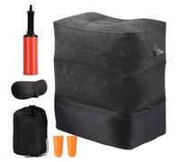 Wisebom Repose-Pieds Gonflable pour Voyage 3-Couche Repose-Pied Coussin Réglables en Hauteur Oreiller de Voyage Lit pour Enfants Oreiller de Repose-Pieds pour Avion Voiture Train Bureau Maison (Noir)