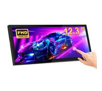 wisecoco Écran tactile 12,3" 1920 x 720 bar LCD Mini écran tactile secondaire moniteur portable HDMI pour ordinateur portable PC Température Aida64 GPU CPU RAM Surveillance