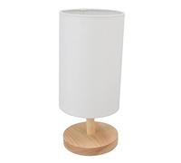 Wisecoco Lampe De Chevet, Lampe De Table De Chevet Base en Bois Lampe De Chevet avec Abat-Jour en Tissu pour Chambre Prise UE 110-240V Blanc