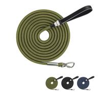 Wisedog Laisse pour Chien 12 mm d'épaisseur Robuste Vert 15 m | Corde ronde en nylon, prise en main et confortable, coutures renforcées, mousqueton stable, pour l'entraînement et la vie