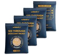 Wisedry Sacs de gel de silice transparents [4 x 500g], sacs déshydratants avec indicateur de couleur, réutilisables, déshumidification sûre, sacs de déshumidification résistants à la chaleur