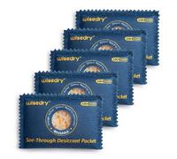 Wisedry Sacs de gel de silice transparents [5 x 100g], sacs déshydratants avec indicateur de couleur, réutilisables, déshumidification sûre, sacs de déshumidification résistants à la chaleur