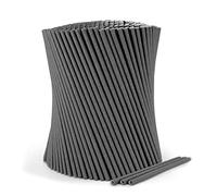 wisefood Lot de 100 pailles en papier noires, Ø 8 mm x 20 cm, sans PLA/PE, pailles jetables biodégradables en papier solide