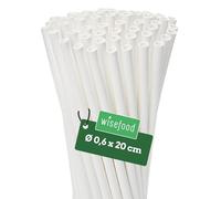 Wisefood Lot de 200 pailles en papier, 20 cm, diamètre : 6, alternatives, sans plastique, pour anniversaire, mariage, bricolage, pour cocktail, boissons, cola, boisson énergisante, eau, limo et bio