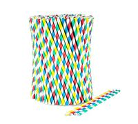 wisefood Lot de 3600 pailles en papier - 36 x 100 pailles colorées - Diamètre : 6 mm x 20 cm - Sans PLA / PE - Pailles jetables biodégradables en papier solide