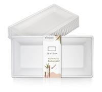wisefood Lot de 50 assiettes jetables en forme de canne à sucre- 26x13 cm - Assiettes en carton idéales comme assiettes de fête assiettes de menu- Vaisselle en canne à sucre biodégradable sans PLA/PE