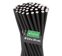 Wisefood Lot de 500 pailles en papier, 20 cm, diamètre : 8, idéales comme décoration de fête, sans plastique, alternatives, pour anniversaire, mariage, bricolage (noires), pour cocktail, boissons