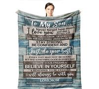 Wisegem Couverture en Polaire Super Douce et Confortable avec Inscription « to My Son from Mom », 152,4 x 127 cm, Cadeau personnalisé pour garçons, Hommes, Cadeaux d'anniversaire pour Fils, Cadeaux