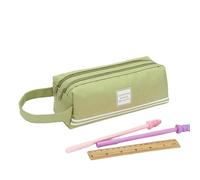 WISEHUBY Jolie trousse à crayons pour enfants - Sac à crayons portable en toile - Sac de rangement pour fournitures scolaires - Double couche - Trousse à crayons pour étudiant, Vert 2, A