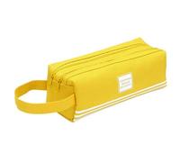 WISEHUBY Jolie trousse à crayons pour enfants - Sac à crayons portable en toile - Sac de rangement pour fournitures scolaires - Double couche - Trousse à crayons pour étudiant, Jaune 2, A