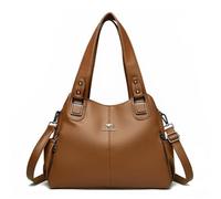 WISEHUBY Sac fourre-tout décontracté en similicuir pour femme, marron, A