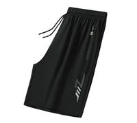 WISEHUBY Short de sport d'été pour hommes Cool Sportswear Short de course Pantalon décontracté Gym Fitness Entraînement Jogging Short Pantalon Hommes Noir Gris