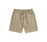 WISEHUBY Short d'été fin en lin pour homme, ample et décontracté, pantalon de 12,7 cm, en coton et lin, respirant, adapté pour la plage et le sport