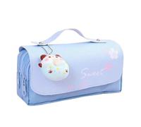 WISEHUBY Trousse à crayons grande capacité pour fille - Double couche - Campus - Sac Kawaii - Blanc à carreaux