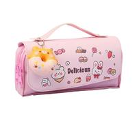 WISEHUBY Trousse à crayons grande capacité pour fille - Double couche - Campus - Sac Kawaii - Bleu ciel