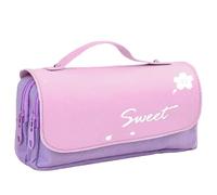 WISEHUBY Trousse à crayons grande capacité pour fille - Double couche - Campus - Sac Kawaii - Bleu marine