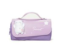 WISEHUBY Trousse à crayons grande capacité pour fille - Double couche - Campus - Sac Kawaii - Bleu Meteor