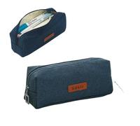 WISEHUBY Trousse à crayons pour étudiant, trousse de maquillage, papeterie de bureau, organisateur coréen pour fournitures scolaires, bleu marine, A