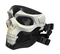 WISEONUS Airsoft Crâne Tactique Messenger Masques De Protection en Plein Masque pour Halloween Chasse Paintball CS Wargame (Noir-Blanc)