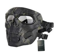 WISEONUS Airsoft Crâne Tactique Messenger Masques De Protection en Plein Masque pour Halloween Chasse Paintball CS Wargame (Noir-CP)