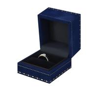 WisePoint Boîte a Bague de Velours, Porte Alliance Mariage avec Dentelle Estampillée à Chaud, Boite Bague Rétro pour Proposition, Anniversaire, Saint-Valentin (bleu)