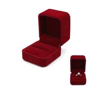 WisePoint Boite Bague, Boite a Bague de Mariage en Velours, Boîte Alliance Unique pour les Fiançailles, la Proposition, le Mariage, la Cérémonie, la Saint-Valentin (rouge)