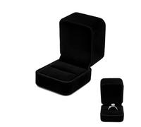 WisePoint Boite Bague, Boite a Bague de Mariage en Velours, Boîte Alliance Unique pour les Fiançailles, la Proposition, le Mariage, la Cérémonie, la Saint-Valentin (noir)