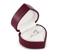 WisePoint Boite Bague en Cuir PU, Porte Alliance en Forme de Cœur avec Flip-open, Boite Cadeau Bijoux pour la Proposition, les Fiançailles et le Mariage (Rouge)