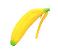WisePoint Porte-monnaie 3D en silicone banane, fruits Mini porte-monnaie avec poignet et fermeture éclair pour pièces de monnaie, clés, crayon, drôle en forme de banane Petite trousse à crayons Charms