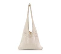 WisePoint Sac en crochet pour femme, sac de plage de style bohème avec capacité appropriée, sacs fourre-tout décontractés pour femmes, pour les vacances, la plage, les rendez-vous, le shopping, beige
