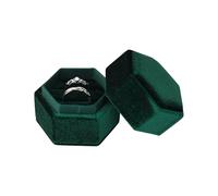 WisePoint Velours Boite Bague, Hexagonal Porte Bague avec Deux Fentes,Boîte - Cadeau de Bijoux pour la Demande en Mariage,Cérémonie, Noël, Saint - Valentin (vert-M)