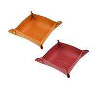 WisePoint Vide Poche 2, PU Cuir Plateau Bijoux pour les Hommes et les Femmes, Petit Plateau Élégant pour Idéal pour Salon, Chambre à Coucher, Étude, Bureau (orange + rouge)