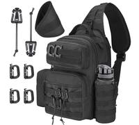 Wiserset Sac à dos tactique pour homme - Sac à bandoulière militaire Molle Army Assault - Sac tactique amovible avec porte-bouteille - Sac de travail pour EDC, randonnée, camping, noir