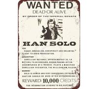 Wisesign Plaque en étain Décoration murale Plaques en métal Étain Personnalisé Kraze Han Solo Wanted Affiche Vintage Reproduction 8 x 12 Personna