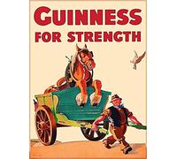 Wisesign Plaque en métal Guinness Beer Horse Cart Irlande Grande-Bretagne rétro Plaque murale vintage en étain 20,3 x 30,5 cm Décoration maison plaque affiche