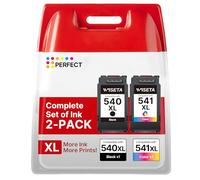WISETA Cartouche 540 et 541 XL Compatibles pour Cartouche Canon 540 541 pour Canon MG3650s pour PIXMA MG3650 TS5150 TS5150 TS5100 MG3600 MG3350 MX395 MX475 (1 Noir 1 Couleur, 2-Pack)