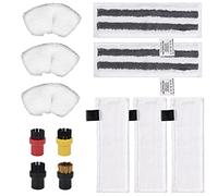 Wiseten 12 Pièces Accessoires pour Nettoyeur Vapeur Karcher Easyfix SC2 SC3 SC4 SC5, 3 Chiffons de Sol en Microfibre, 3 Buses à Main Microfiber Cloth, 2 Chiffons Abrasifs, 4 Brosse Ronde