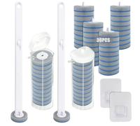 Wiseten Lot de 2 brosses de toilette jetables avec 36 recharges de nettoyant et éponge antibactérienne pour lavabo, baignoire, lavabo, piscine