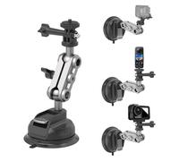 Wiseten Support à Ventouse pour GoPro Hero 13 12 11 10 9 8 DJI Osmo Action 5 Pro 4 3 Insta360 X5 X4 X3 Fixation avec Support Double Rotule Rotation à 360° sur Pare-Brise ou Fenêtre de Voiture