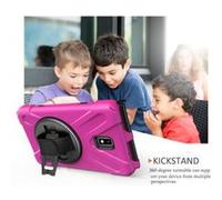 WISETONY® Etui de protection pivotant à 360 ° avec dragonne pour Samsung Galaxy Tab Activ2 T390/T395/T397 8.0 - Rose foncé G