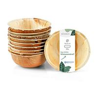 Wiseware - Lot de 25 bols ronds jetables en feuille de palmier - 350 ml - Diamètre : 16,5 cm - Biodégradables - Vaisselle de fête compostable - Vaisselle jetable bio durable