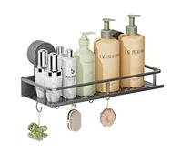 Wisfame Étagère de Douche Ventouse sans Percage,Rangement Douch avec Crochets pour Nettoyant pour Corps de Shampoing,Accessoire Salle de Bain Antirouille,Gris