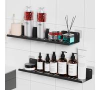 Wisfame Etagere Douche sans Percage, 2 PCS Etagere Salle de Bain Etagere Murale Etagère Rangement Douche, Porte Shampoing Douche, Noir